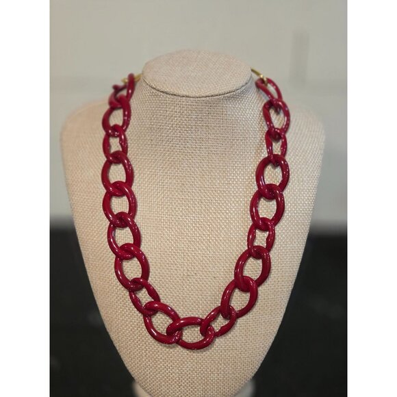 Monet Chain Necklace Vintage Red Gold Tone signed Jewelry - Picture 2 of 8